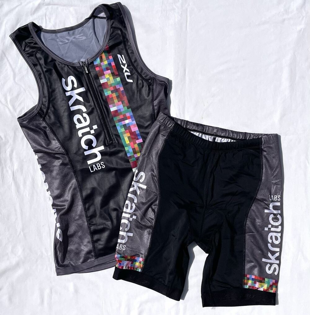 2XU Scratch Labs Tri Set Womens L XL Triathlon Tank Shorts Multicolor Gray Black